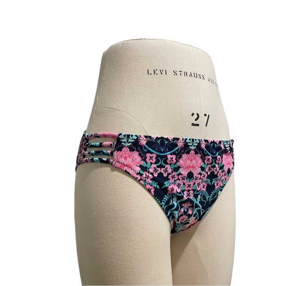 Jessica Simpson Floral Bikini Bottoms with Strappy Side Cut-Outs - Picture 3 of 7